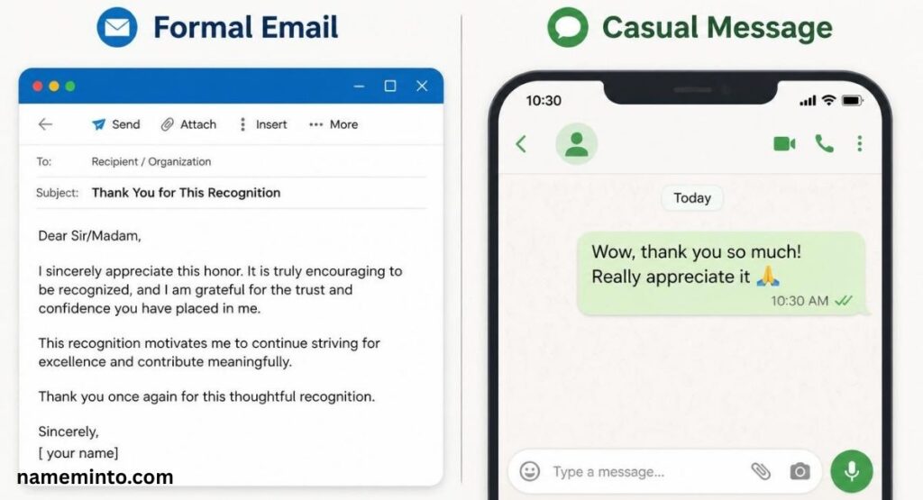 Formal and casual email examples for saying I am honored