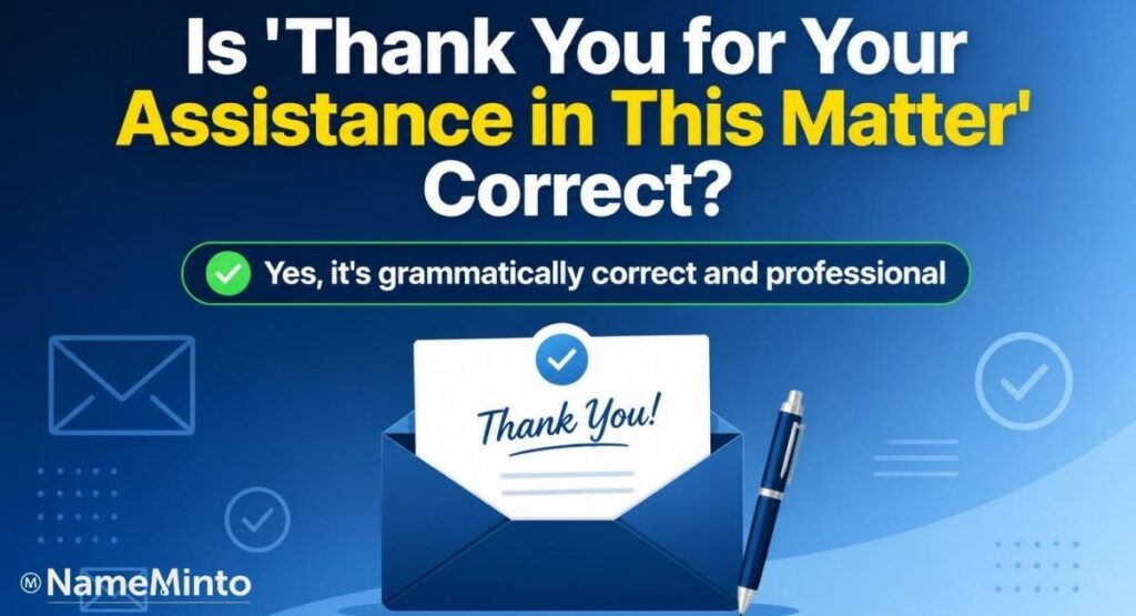 Thank You for Your Assistance in This Matter" grammatically correct