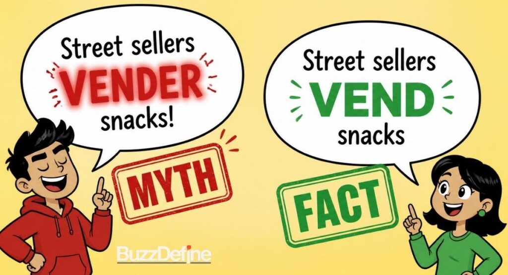 Myth busted vender is not a real verb in English grammar