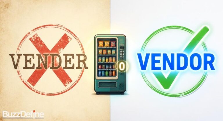 Vender or vendor correct spelling comparison with vendor marked correct